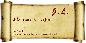 Jánosik Lajos névjegykártya